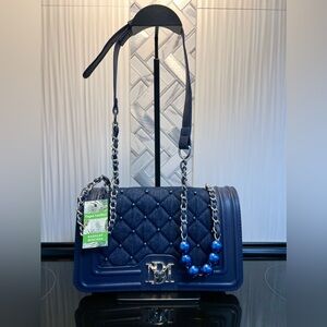 SALE Denim Quilted Turn lock Crossbody Faux Pearl